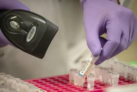 Samples are tested for respiratory viruses during a visit by Chancellor Rishi Sunak to the pathology labs at Leeds General Infirmary. This is the same procedure that will be used by the lab when it begins to receive coronavirus samples for testing. PA Photo.