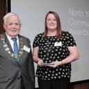 County Council chairman Cllr Jim Clark with Volunteer of the Year 2019 winner Natalie Davies