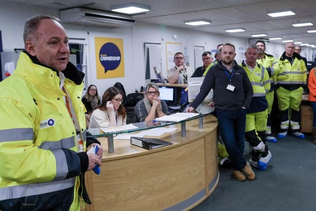 Mr Cutifani greets staff in Scarborough. Picture: Sirius Minerals.