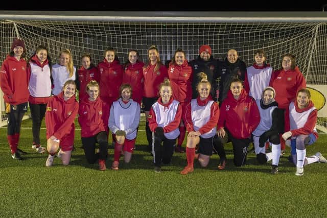 Owen Willis with the Scarborough Ladies Under 18s team