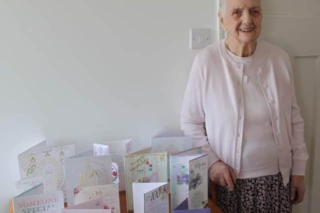 Anne with her 100th birthday cards