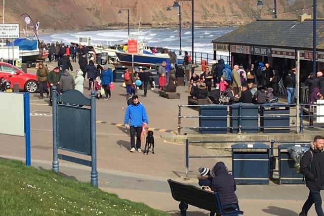 People in Filey yesterday. Picture: Sent in from a reader.