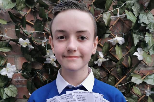 Aiden Phillips with his leaflets