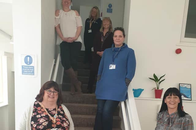Front - Alison Easton (left) Tracey Armstrong (right)
2nd Row - Sophie Hall
3rd row - Julie Macey-Hewitt (l), Pat Breman (r)
4th row - Kathy Smith
