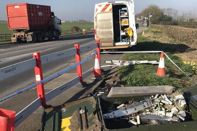 Phone line cabinet destroyed at Staxton