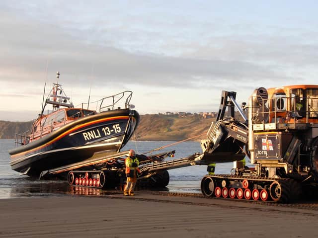 The Shannon all-weather lifeboat arriving back in Scarborough. Picture: RNLI