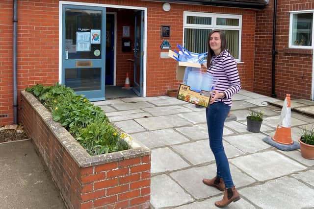 Emma Speake delivery masks to West Ayton surgery