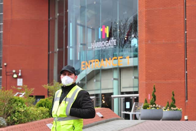 Preparation underway at Harrogate Convention Centre. Picture: JPI Media/ Gerard Binks