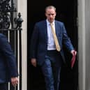 Foreign Secretary Dominic Raab leaving 10 Downing Street, London, as Prime Minister Boris Johnson remains in hospital following his admission on Sunday with continuing coronavirus symptoms. Photo: PA