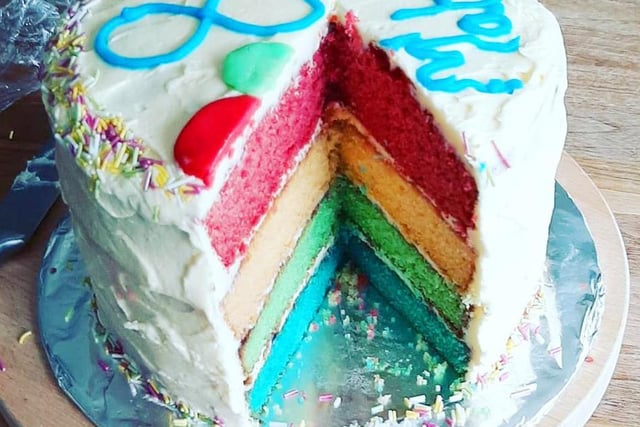 Lindsey Traynor sent in her son's gluten-free 8th birthday rainbow cake.