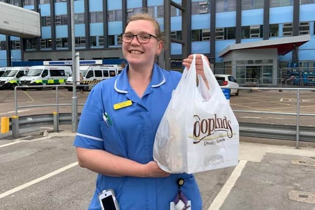 NHS staff with a Coopland's delivery. Picture from Cooplands.