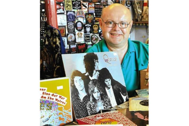 Bill Broadmore in his shop Dyscworld Music on St Thomas Street.