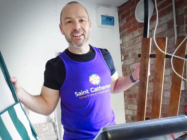 Ben on his garage treadmill.