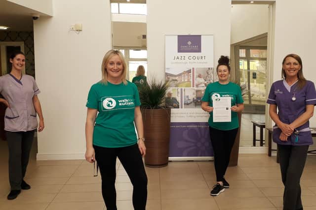 The team of 17 staff, known as Jazzy Gems, walked 10,000 steps each day for eight days.