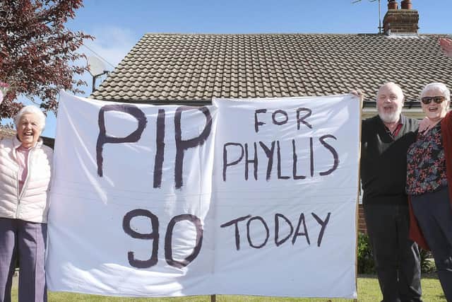 Phyllis Watson of Cayton celebrates her 90th birthday with Son Keith Watson and wife Sue