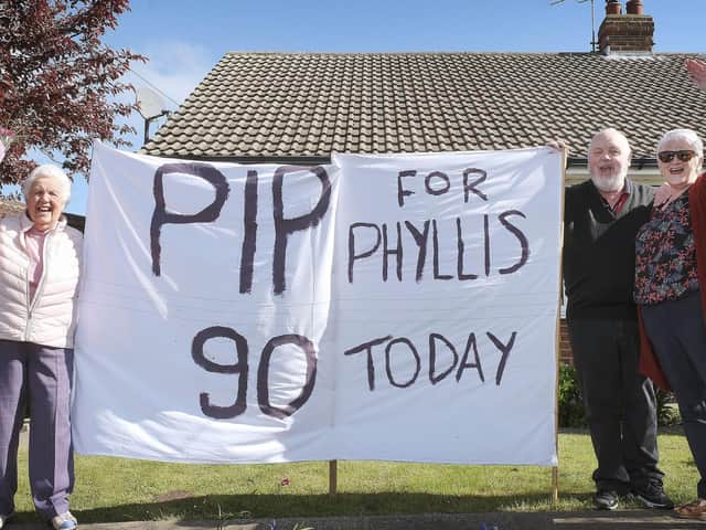 Phyllis Watson of Cayton celebrates her 90th birthday with Son Keith Watson and wife Sue