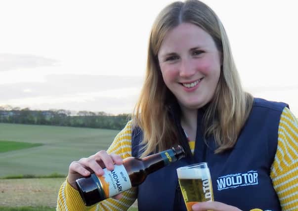 Kate Balchin with Wold Top Brewery’s new Landmark Lager.