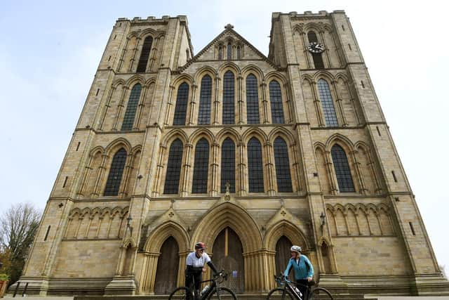 Cyclists at Ripon Cathedral