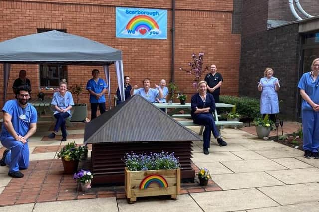 Accident and Emergency staff in the new courtyard garden