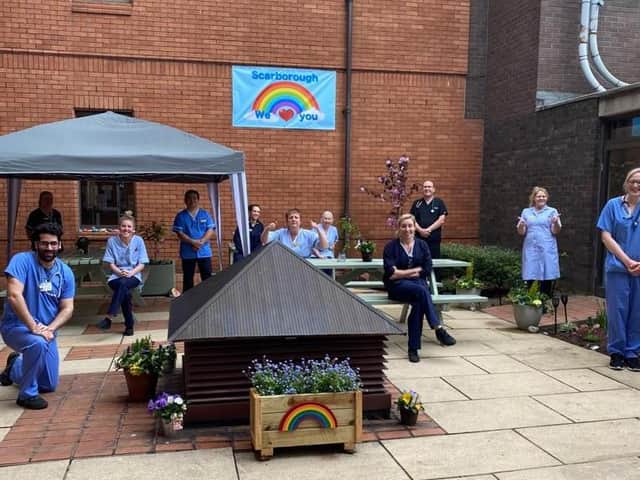 Accident and Emergency staff in the new courtyard garden