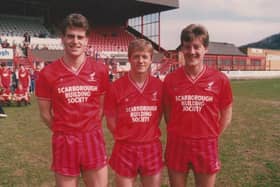 Tony Outhart is pictured above with Boro teammates Craig Short, left and Mitch Cook, right