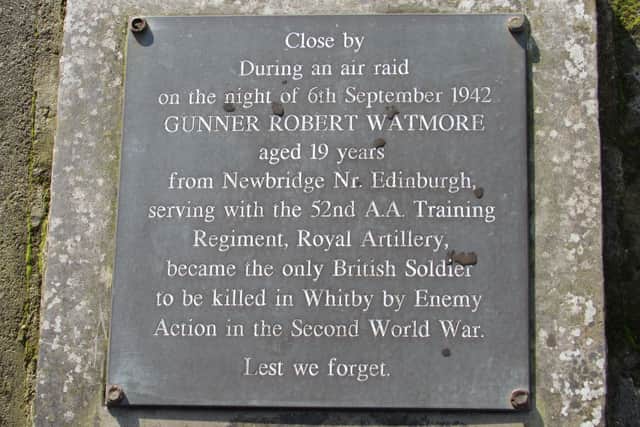 Gunner Robert Watmore's war memorial.