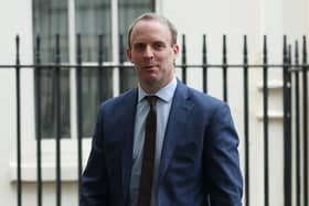 Foreign Secretary Dominic Raab leaving No 10 Downing Street, after a media briefing in Downing Street, London, on coronavirus (COVID-19). London. Photo: PA