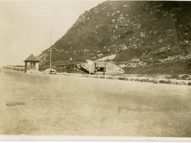 Hairy Bob's Cave behind the tank in 1919