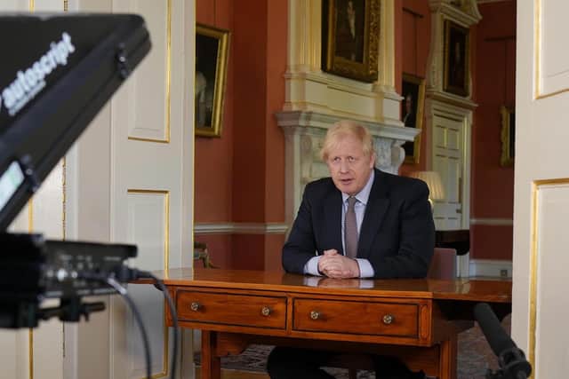 Prime Minister Boris Johnson addressing the nation on Sunday, May 10.