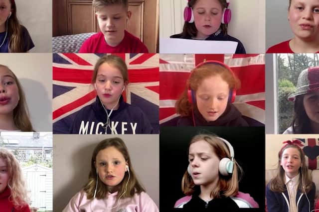 The children got together on-line to sing We'll Meet Again