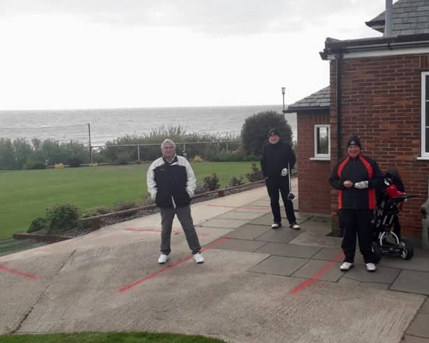 At North Cliff Golf Club on Wednesday morning front left is Club Captain, Max Stansfield, middle is John Collins and on the right Jim Hughes.