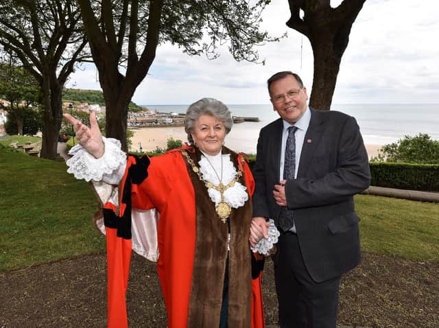 Mayor Hazel Lynskey at the Mayor making ceremony in 2019 with exiting Mayor Joe Plant. Picture: JPI Media/ Richard Ponter