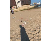 South Bay was left strewn with litter at the end of the day. Picture: L Wood