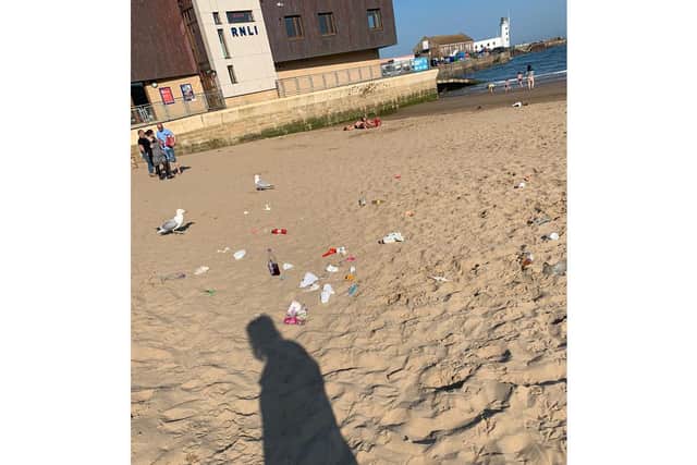 South Bay was left strewn with litter at the end of the day. Picture: L Wood