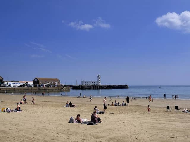 Sunny day on the beach at Scarborough.