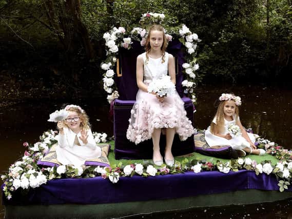 Elsie Oswald, Rose Queen Molly Dixon and Rumer Noble at the Rose Queen ceremony in 2019.