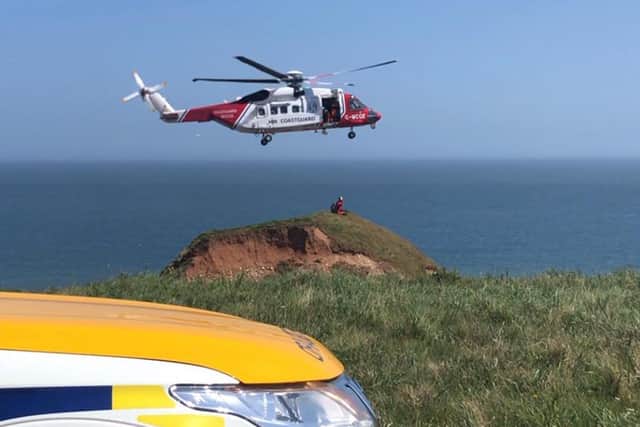 The helicopter at the scene.