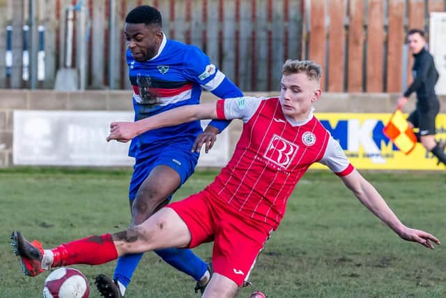 Kieran Weledji in action for Whitby Town. Picture by Brian Murfield.