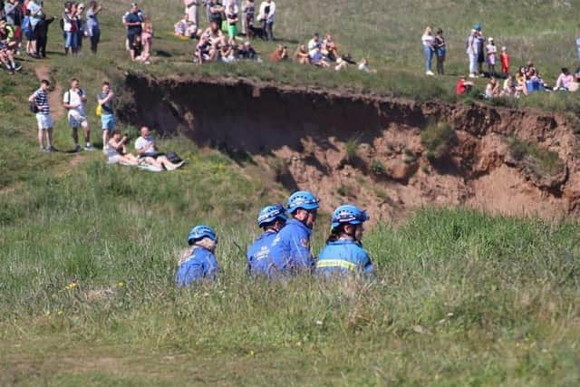 Bridlington Coastguard Rescue Teamhelp a boy who broke his ankle on the cliffs at Flamborough.