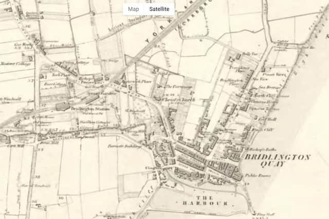 The Bridlington 1855 map close-up.