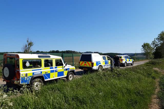 North Yorkshire and Humberside Police vehicles on joint rural patrols