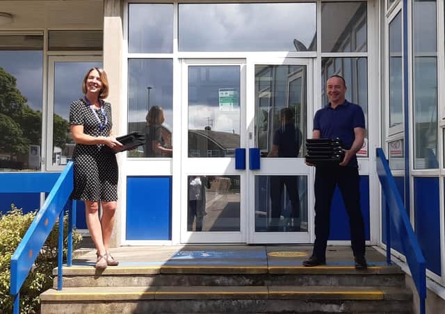 George Pindar principal Lesley Welsh is pictured with Matt Parsons, external affairs manager at Anglo American.