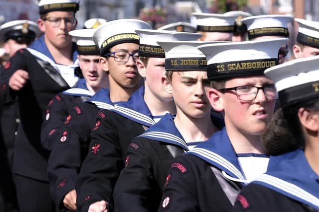 Cadets march at Scarborough Armed Forces Day.