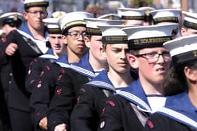 Cadets march at Scarborough Armed Forces Day.