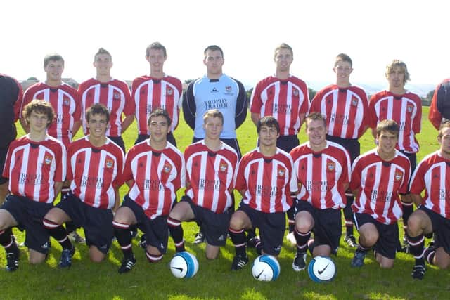 Scarborough Town FC line up before a fixture