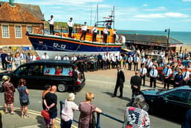 There was a large turnout for Lee Cowling's funeral procession in Filey