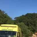 Ambulance attending the scene of a tombstoning accident at Beckhole earlier this week.