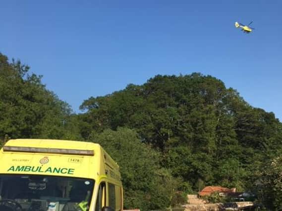 Ambulance attending the scene of a tombstoning accident at Beckhole earlier this week.