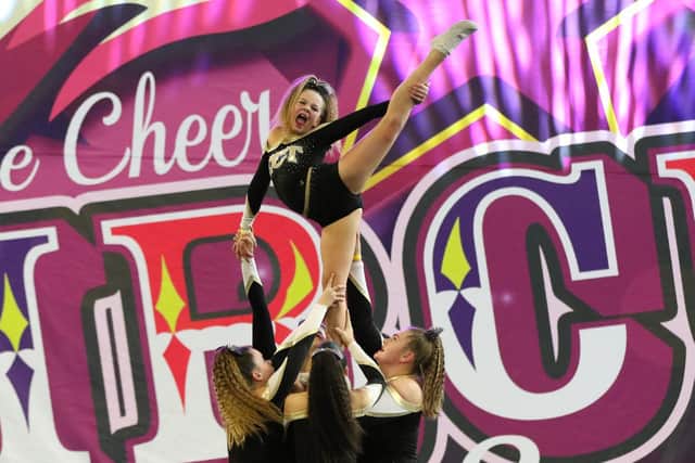 The East Coast Tigers perform a stunt routine at a recent competition - it is highly unlikely the club will be able to re-inact this in the near future