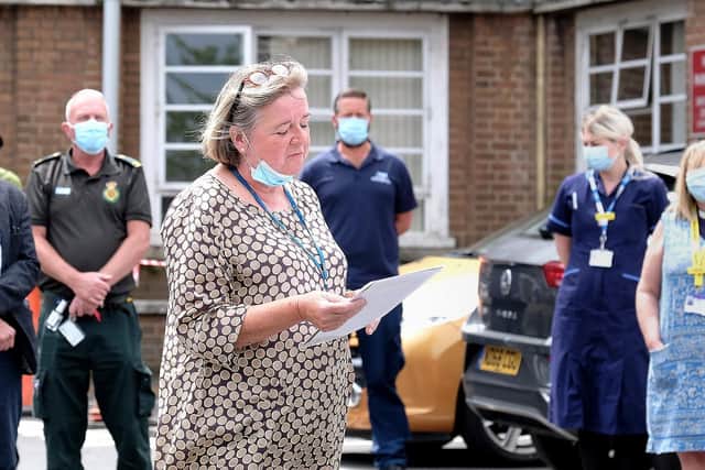 The two-minute silence at Scarborough Hospital; picture shows Sue Symington.